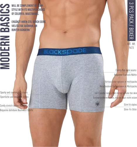 Vista 2 de Blackspade Paquete de 3 bóxers prémium para hombre, algodón cómodo