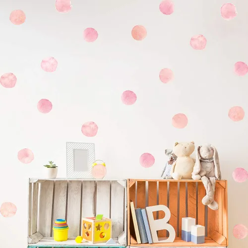 Vista 16 de Calcomanías de pared de lunares coloridos, pegatinas de pared de puntos de acuarela para niños, bebés, niñas, adolescentes y habitación de guardería