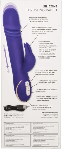 Vista 5 de CalExotics Jack Signature - Conejo de empuje de silicona, juguetes sexuales impermeables para parejas, masajeador de punto G manos libres