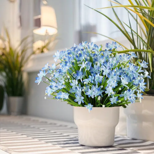 Vista 4 de 4 paquetes de flores artificiales de narcisos, vegetación artificial falsa resistente a los rayos UV, no se decolora, plantas de plástico sintético