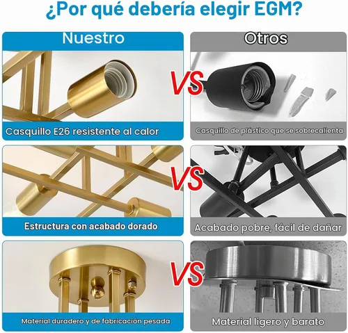 Vista 3 de EGM Lámpara de techo semiempotrada con 4 luces doradas Sputnik, 1 paquete Oro (1 paquete)