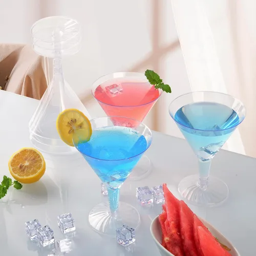 Vista 4 de 30 vasos de Martini de plástico duro transparente de 7 onzas