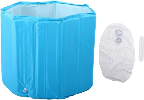 Vista 5 de Mingzhe Inflatable Bathtub for Adults 31.50x25.59in Foldable PVC Soaking Blue