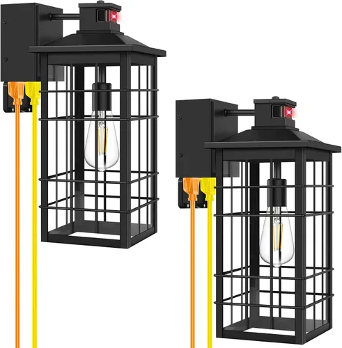 Vista 12 de Lámpara exterior con sensor de movimiento para montaje en pared, de bronce aceitado del anochecer al amanecer, impermeable, con base E26, linterna