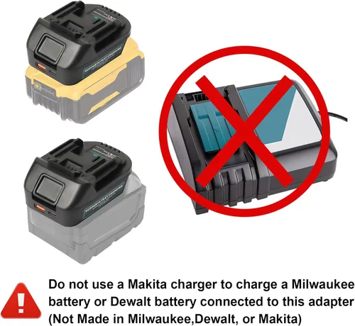 Vista 8 de Adaptador de batería DM18M compatible con baterías Dewalt de 20 V y Convertidor de batería con USB y enchufe de carga tipo C, convierte