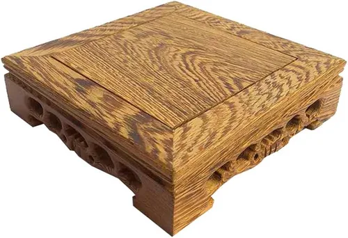 Vista 4 de Base de madera china de pollo con base de madera, jarrón cuadrado para plantas, adorno de Buda
