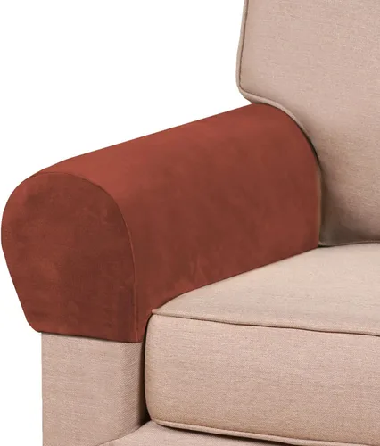 Vista 11 de PrinceDeco 2 Pack Thick Velvet Stretch Armrest Covers for Chairs and Sofas, Non Slip, Blue