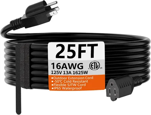 Vista 15 de HUANCHAIN Cable de extensión de 3 pies, calibre 16, negro, para interiores y exteriores, resistente al agua, flexible para clima frío, 3 puntas