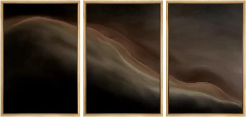Vista 405 de SIGNFORD - Set de obras de arte en lienzo enmarcado para pared, ilustraciones abstractas de neblina del desierto en tonos neutros beige y marrón