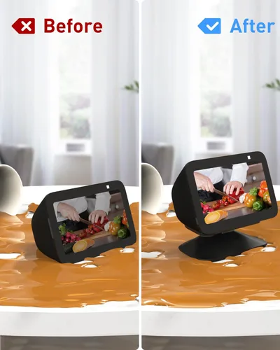 Vista 4 de Maxonar Soporte para Echo Show 5 (3ª generación), soporte giratorio de inclinación ajustable, base antideslizante, magnético fuerte, compatible