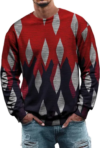 Vista 5 de MARSVOVO Sudadera para hombre 2025 para otoño e invierno, cuello redondo, básica, holgada, cómoda, cálida, moderna, casual, estampado, sin botones