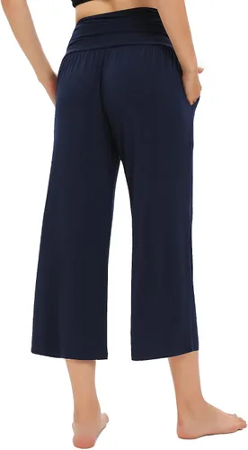 Vista 6 de Urban CoCo Pantalones capri de yoga cómodos para mujer, pantalones deportivos casuales de pierna ancha, pantalones cortos elásticos de cintura alta