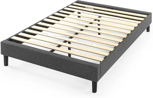 Vista 13 de Zinus Curtis - Base de cama con plataforma tapizada, base de colchón, soporte de listones de madera, no necesita somier, embalaje ecológico Gris