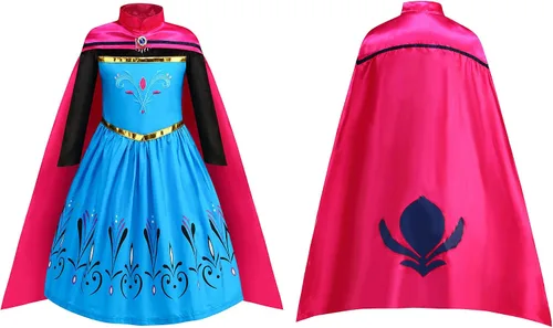 Vista 5 de Vestido de coronación Elsa, disfraz de Elsa para niñas, vestido de Elsa para niñas, cosplay, fiesta de cumpleaños, Halloween