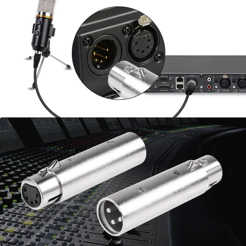 Vista 4 de QIANRENON Adaptador de audio XLR - Convertidor DMX hembra de 5 pines a macho de 3 pines, para micrófono, iluminación de escenario, estación