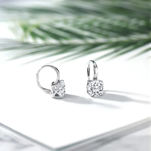 Vista 4 de Gem Stone King Aretes colgantes de moissanita blanca de plata de ley 925 para mujer (4.80 quilates, cojín de 0.315 in), Metal, piedras preciosas