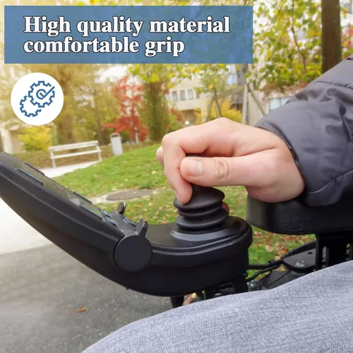 Vista 2 de 4 piezas de botón de palanca de mando para silla de ruedas, perilla y polaina, perilla negra de botón para silla de ruedas eléctrica, scooter