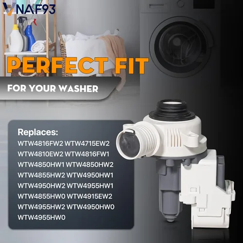 Vista 5 de Whirlpool WTW4816FW2 WTW4715EW2 WTW4810EW2 WTW4816FW1 WTW4850HW1 WTW4850HW2 WTW4855HW2 WTW4950HW1 WTW4950HW2 4955 horas. Bomba de drenaje