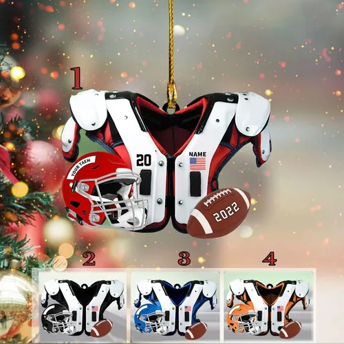 Vista 18 de Adorno de Navidad de fútbol americano personalizado, adorno de fútbol americano, adornos de Navidad de fútbol americano personalizados, adornos