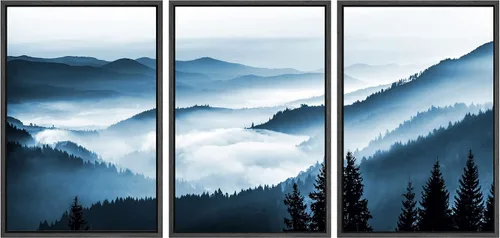 Vista 102 de SIGNWIN Lienzo enmarcado para pared, juego de arte tranquilo con reflejo de lago, acuarela, montaña y agua, ilustraciones modernas, arte abstracto