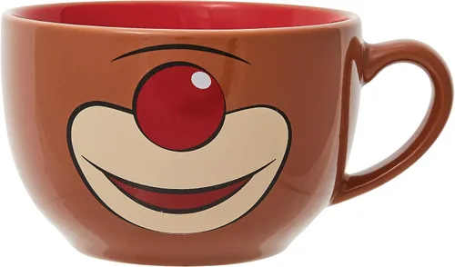 Vista 2 de Department 56 Rudolph The Red-Nosed Reindeer Face - Taza de café con leche, 20 onzas, marrón
