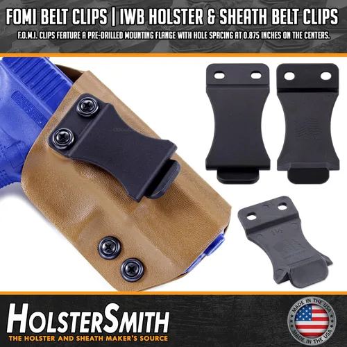 Vista 5 de FOMI Funda con clip para cinturón – IWB/OWB con hardware de montaje – Fabricada en EE. UU. – Inclinación ajustable – para fundas Kydex, fundas
