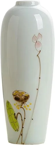 Vista 6 de Decorative Vase Chinese Style White Ceramic Vase Home Restaurant Coffee Table Office Desktop Decoration Vase Retro Hand-Painted Vase Gift Vase