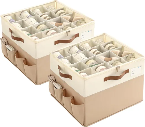 Vista 11 de Varhomax Shoe Organizer Box for Closet, Fabric Shoe Storage Bin with Adjustable Dividers & Clear Cover, Holds up 16-32 Pairs of Sneakers & Sandals