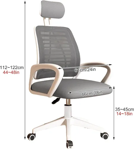 Vista 3 de Ergonomic Office Computer Chair with Extended Armrest, Adjustable Desk Chair with Swivel Headrest, Thickened Latex Sponge Cushion, Enlarged Nylon