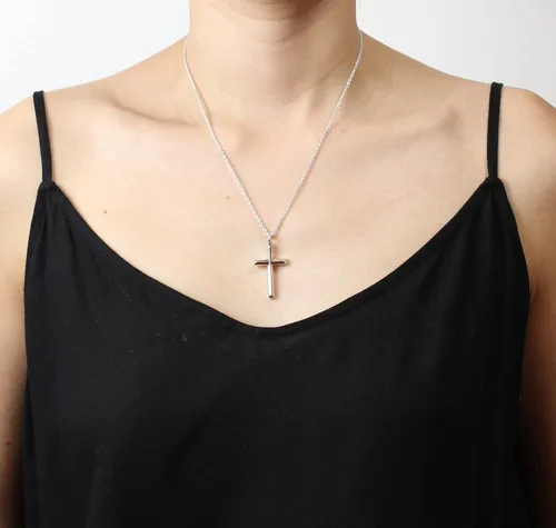 Vista 6 de COSUMOSU Collar con dije de cruz de plata de ley 925 para hombres y mujeres