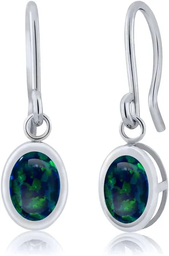Vista 121 de Gem Stone King Aretes colgantes de plata de ley 925 de 0.276 x 0.197 in con piedra natal ovalada de alambre francés para mujer