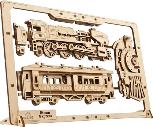 Vista 8 de UGEARS Aviones de combate enmarcados 2.5D – Kit de modelo clásico de madera de avión con Aileron móvil, hélice, rueda y toldo – Kits de modelos