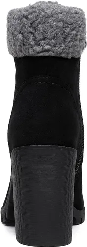 Vista 5 de DREAM PAIRS Botas con cordones para mujer, tacón alto grueso, botines