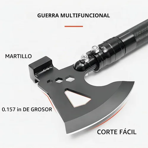 Vista 4 de Pala de camping hacha de supervivencia al aire libre, pala táctica plegable multifuncional, combo de hacha de hacha, equipo de campamento de acero