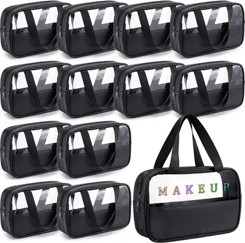 Vista 13 de Buryeah 9 piezas translúcidas bolsa de maquillaje organizador de artículos de tocador para mujeres y hombres, bolsa de viaje portátil impermeable