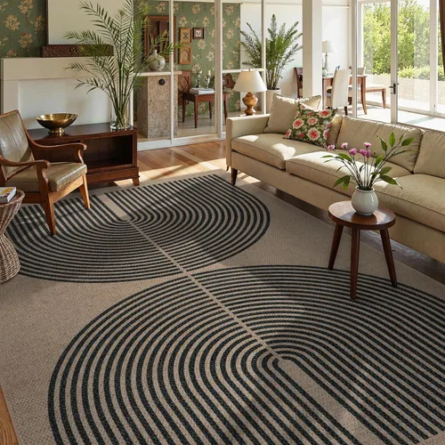 Vista 32 de Lahome Tapetes geométricos para puerta de interior para entrada, alfombra antideslizante lavable de 2 x 3 negro / neutro