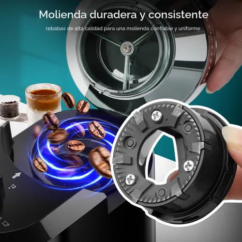 Vista 6 de Wancle - Molinillo de café eléctrico de muelas - Ajustable con 28 ajustes precisos para 12 tazas - Molinillo de granos de café profesional