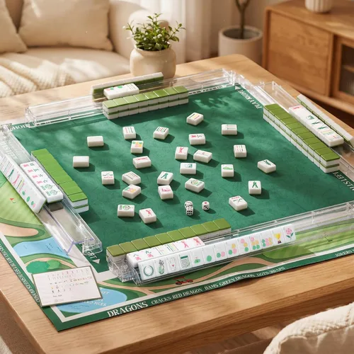Vista 4 de Silipull Juego de 160 azulejos Mahjong grabados americanos verdes de 1.2