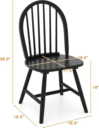 Vista 3 de Juego de 2 sillas de comedor de roble de 18 pulgadas, sillas Windsor de madera con respaldo de husillo para isla de cocina de campo