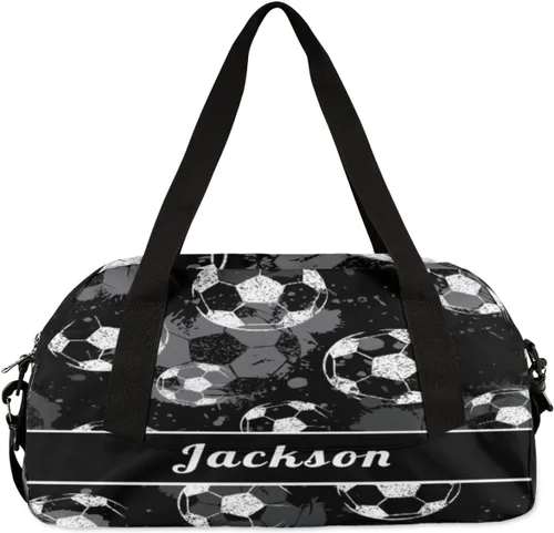 Vista 5 de Bolsa de lona personalizada para niños, bolsa de gimnasio deportiva personalizada para niños, bolsa de mano para el fin de semana para viajes, Ball 3