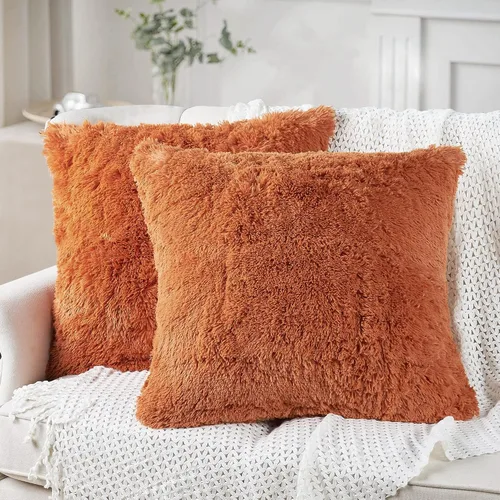 Vista 13 de Home Soft Things Fundas de almohada lanuda 2 piezas, naranja quemado, 14 x 26 pulgadas, cálida y acogedora funda de almohada decorativa de felpa