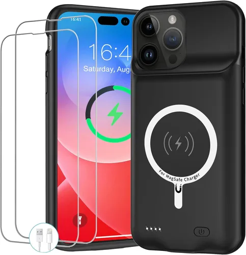 Vista 11 de Funda de batería para iPhone 14, 10000 mAh, funda protectora de carga portátil, compatible con carga inalámbrica, compatible con iPhone 14