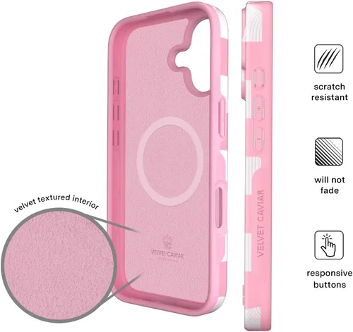 Vista 1284 de VELVET CAVIAR Funda para iPhone 15, compatible con MagSafe, probada contra caídas de 10 pies, fundas protectoras de diseño, leopardo color rosa