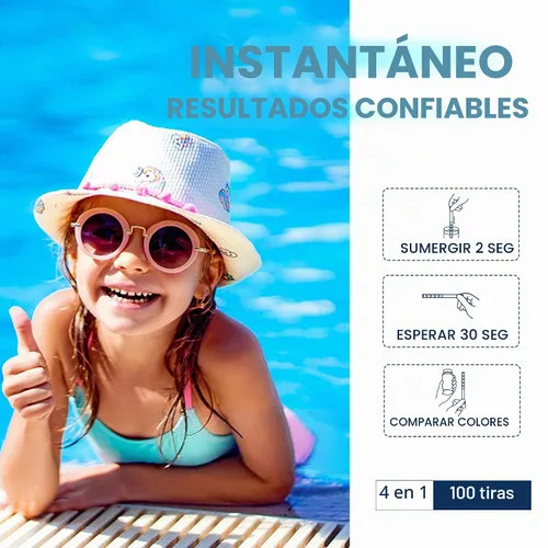 Vista 4 de Tiras de prueba de piscina, 100 tiras de prueba para piscina y bañera