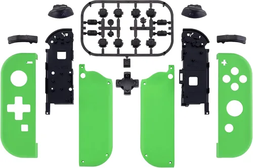 Vista 2 de eXtremeRate Green Joycon - Carcasa para mando de mano (versión D-Pad) con botones de juego completo, funda de repuesto para Nintendo Switch y Switch