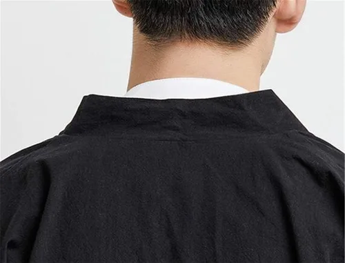 Vista 4 de HZCX FASHION Chaquetas tipo kimono para hombre, bata ligera de algodón y lino, cárdigan samurái