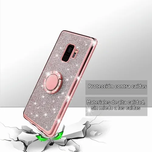 Vista 7 de Funda para Samsung Galaxy S9, Galaxy S9 para mujer, con purpurina, suave, elegante, transparente, TPU de lujo, linda funda protectora con correa