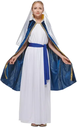 Vista 4 de EraSpooky Disfraz de Virgen María para mujer bata bíblica