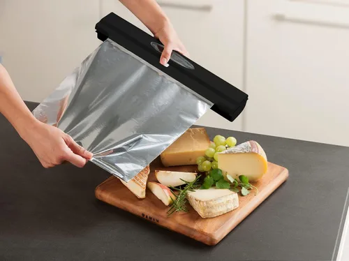 Vista 6 de WENKO Organización y almacenamiento de papel de aluminio recargable, dispensador de papel de aluminio y plástico con cortador deslizante