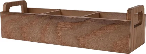Vista 3 de Headerbs Tea Bag Organizer, Pine Wood Storage Box with 3 Compartments and Dual Handles, Coffee Sugar Packet Holder 9.37 X 3.03 X 2.6 in, for